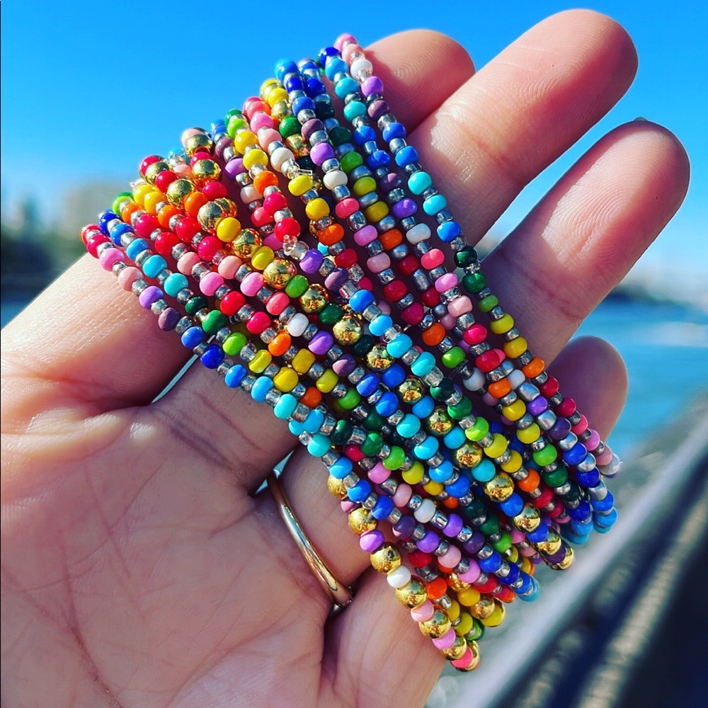 Set of 4 rainbow beaded bracelets